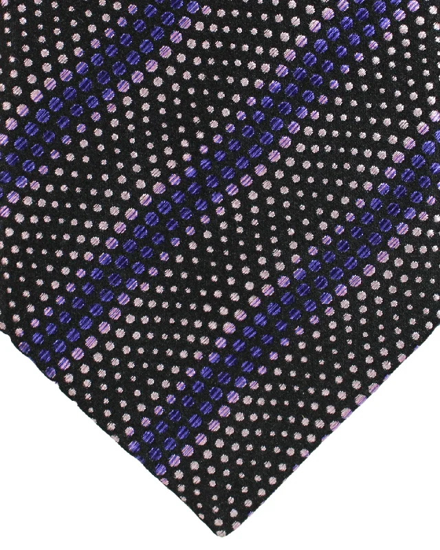 Best men's tie for summer events-Zilli Silk Tie Black Purple Pink Swirl - Wide Necktie