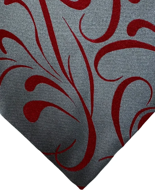 Men's tie with sophisticated design for weddings-Zilli Silk Tie Gray Maroon Swirl - Wide Necktie FINAL SALE