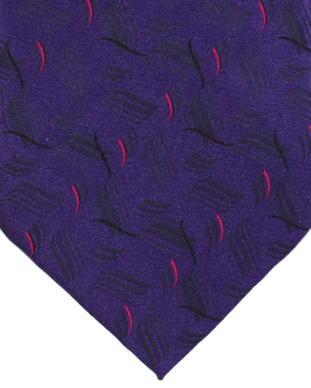 Luxury men's tie with velvet texture-Zilli Silk Tie Purple Hot Pink Geometric - Wide Necktie FINAL SALE