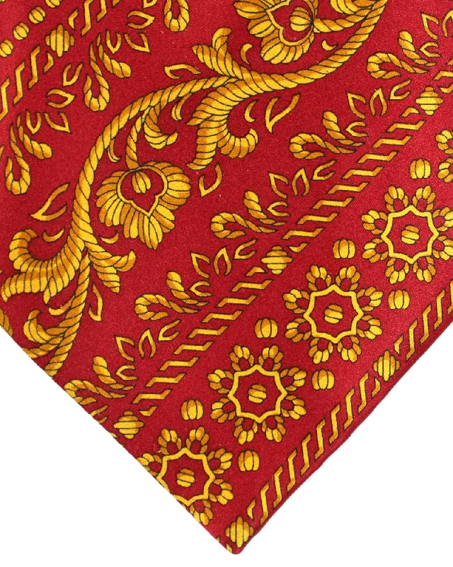 Elegant men's silk tie for formal occasions-Zilli Silk Tie Red Orange Gold Baroque - Vintage Wide Necktie