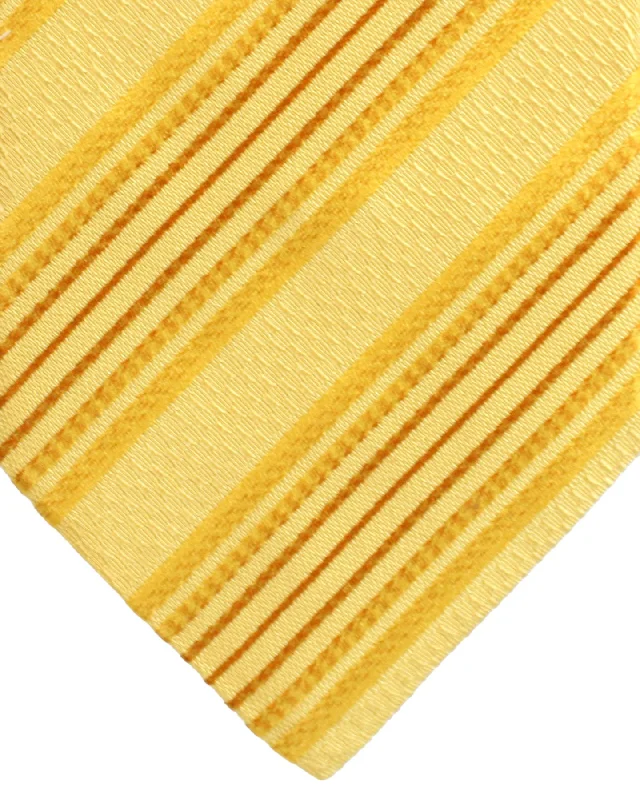 Stylish men's tie with floral accents-Zilli Silk Tie Yellow Gold Stripes - Wide Necktie