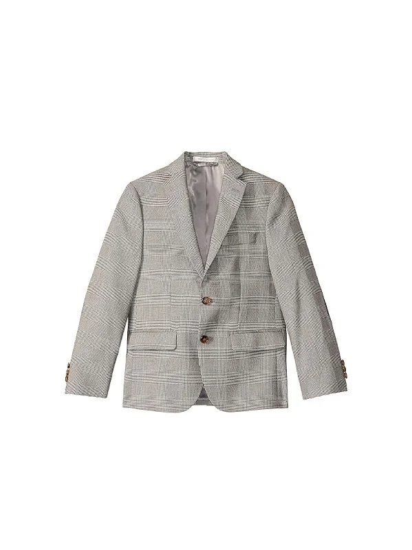 men's grey wool tuxedo with cummerbund -Kids Boy's Plaid Blazer,Grey