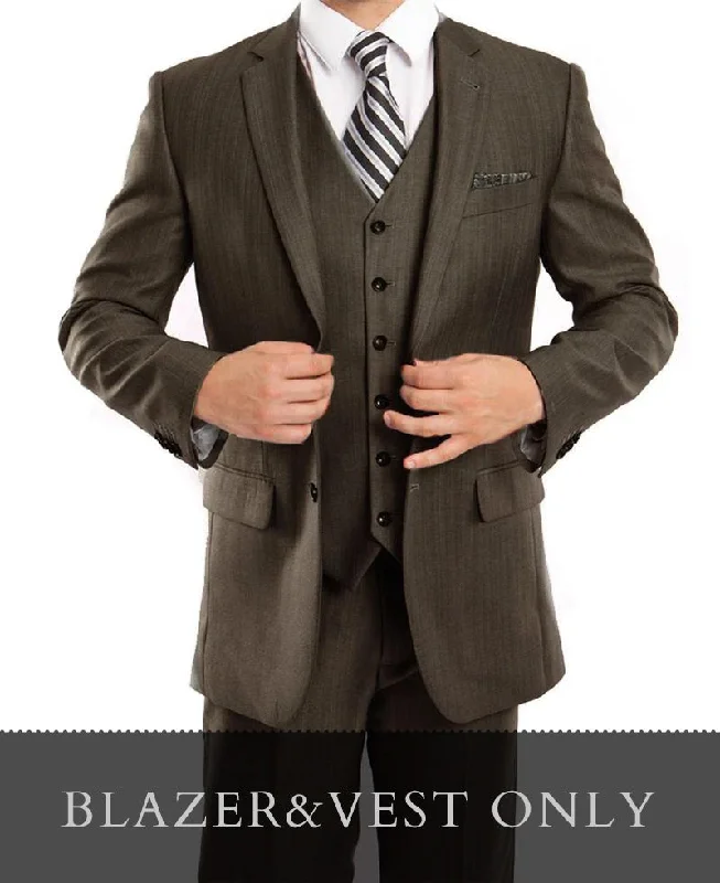 men's tuxedo with satin shawl collar -(38S Blazer Vest) Charcoal Brown Modern Fit Blazer 2 Button with Vest