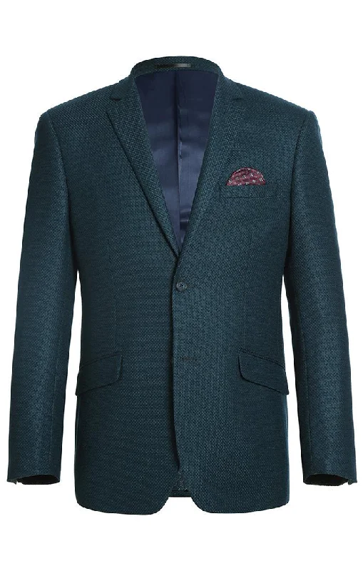 men's wool tuxedo jacket with pleats -(40R) Men's Slim Fit Blazer Wool Blend Sports Jacket in Emerald Green