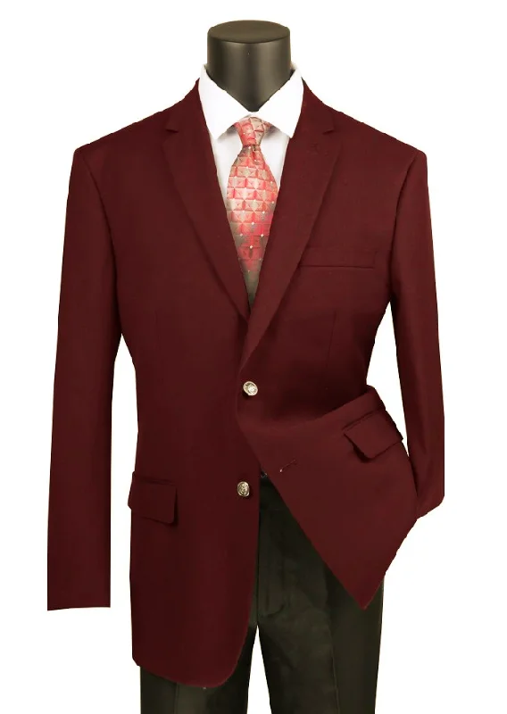 men's custom navy tuxedo jacket -(54R) Regular Fit Blazer 2 Button in Burgundy