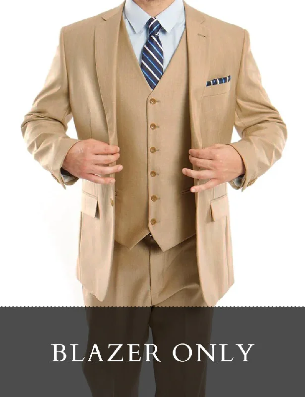 men's business grey tuxedo for events -(52L Blazer) Light Beige Modern Fit Blazer 2 Button