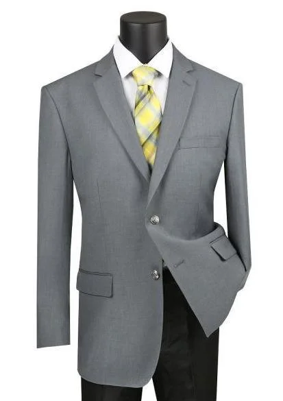 men's luxury wool tuxedo jacket -(40R, 48L) Regular Fit Blazer 2 Button in Medium Gray