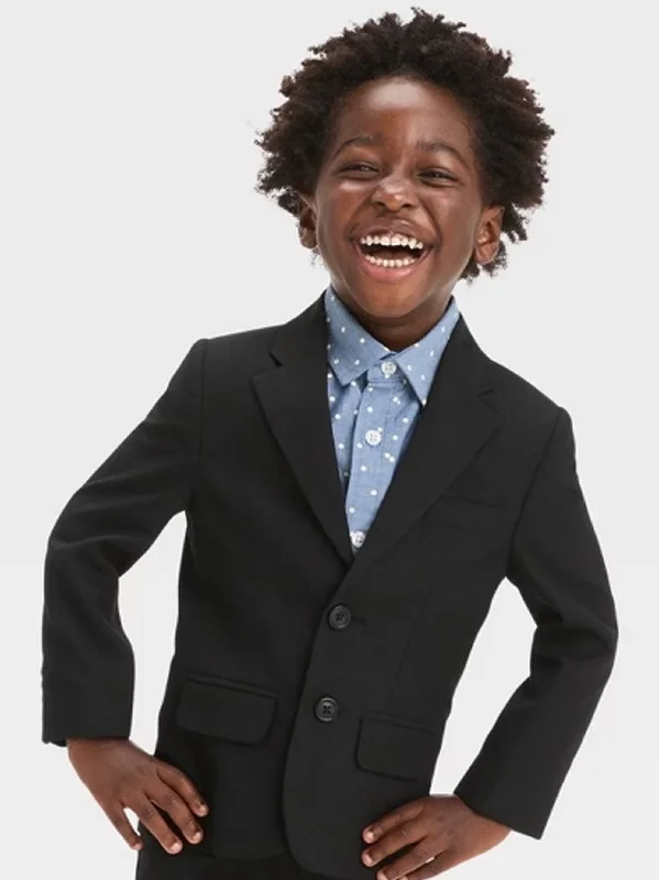 men's casual wool tuxedo for weddings -Kids Boy's Plain Blazer,Black