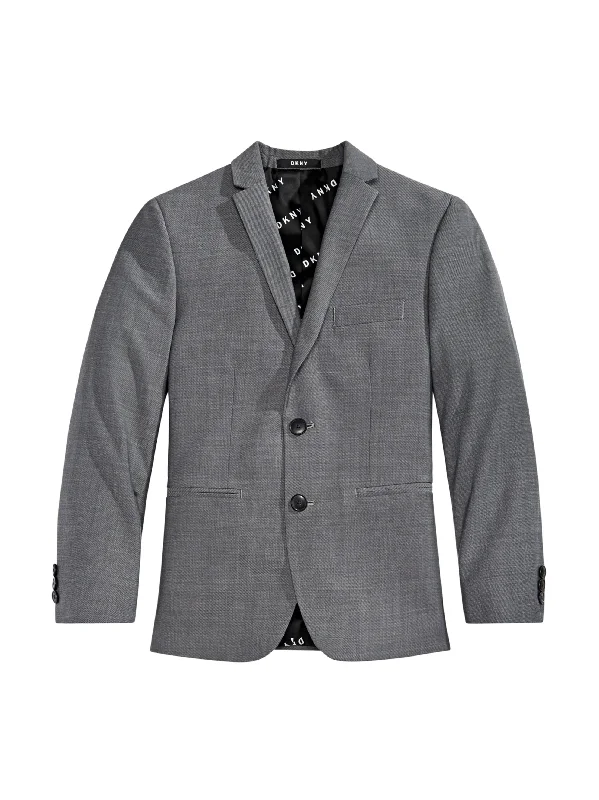 men's grey wool tuxedo suit set -Kids Boy's Textured Blazer,Grey