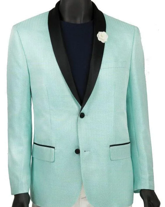 men's wool tuxedo jacket with black tie -Aqua Slim Fit Blazer 2 Button With Shawl Lapel