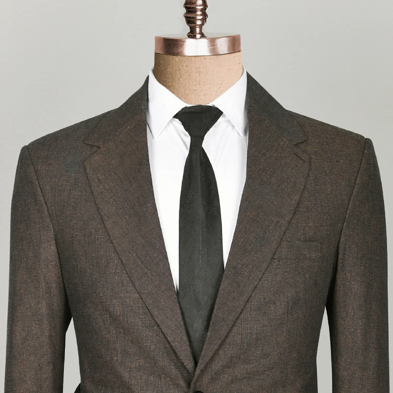 men's designer tuxedo jacket with lapels -Chocolate Brown Linen Performance Blazer