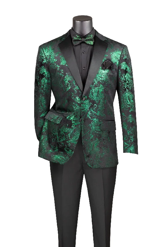 men's grey tuxedo jacket for business -Emerald Modern Fit Velvet Jacket Metallic Design