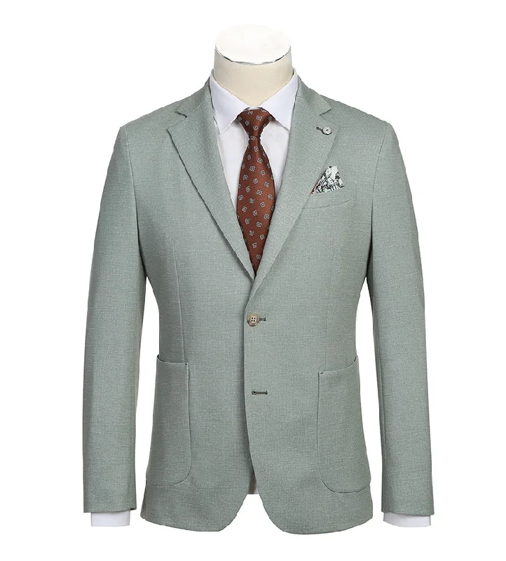 men's wool tuxedo jacket for business -Half Canvas Slim Fit Blazer in Light Sage Gray