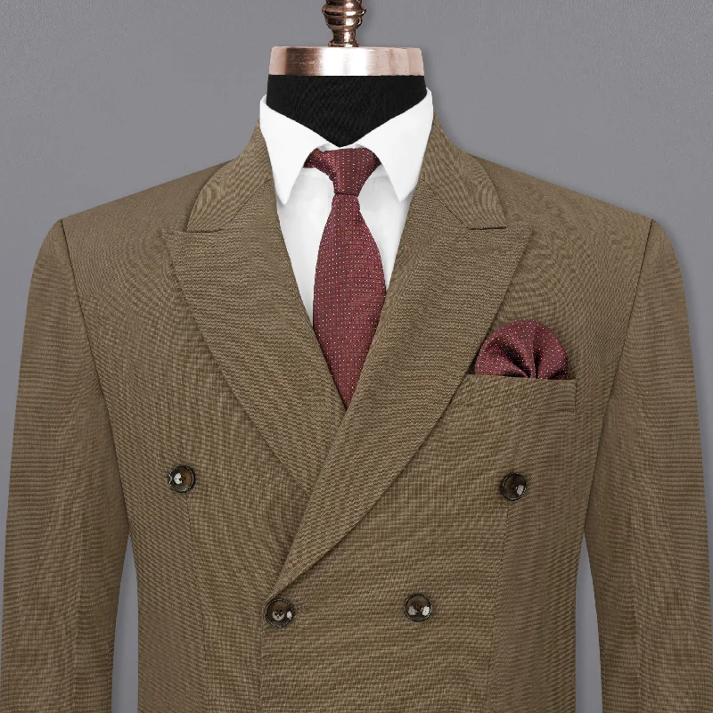 men's custom tuxedo jackets for business -Hemlock Brown Double Breasted Premium Cotton Blazer