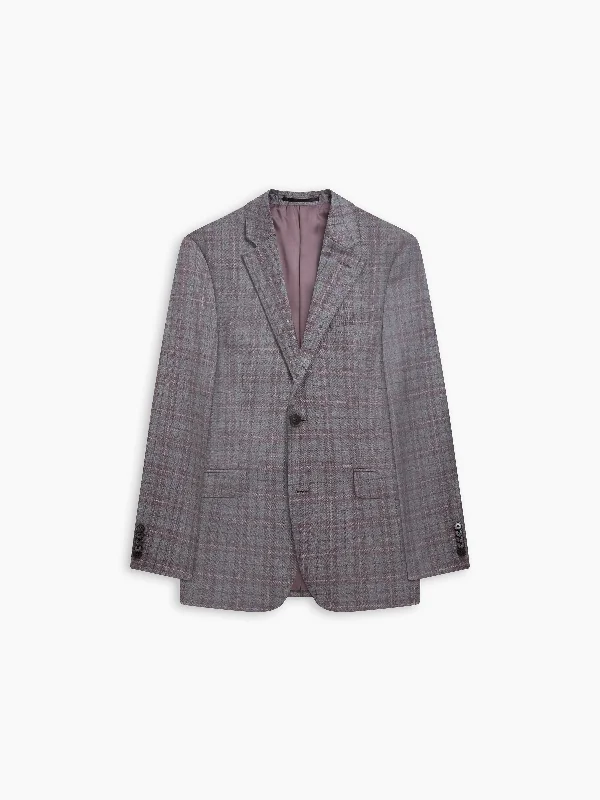 men's slim tuxedo for business weddings -Highgrove Woven in Italy Slim Fit Grey Check Jacket