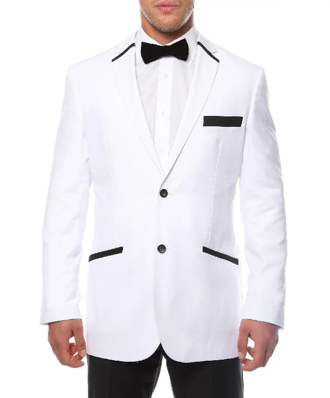 men's grey formal tuxedo for weddings -The JerseyBoy White Black Slim Fit Mens Blazer