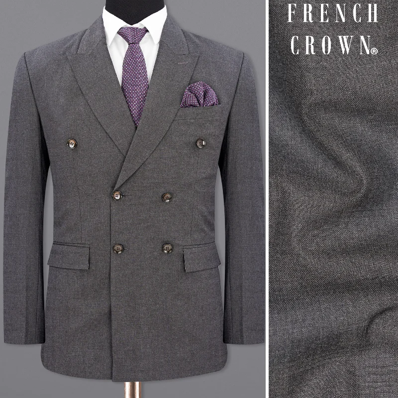 men's charcoal suit jacket -lridium grey Double Breasted Blazer