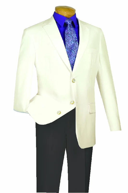 men's wool tuxedo jacket for business -Ivory Regular Fit 3 Button Blazer