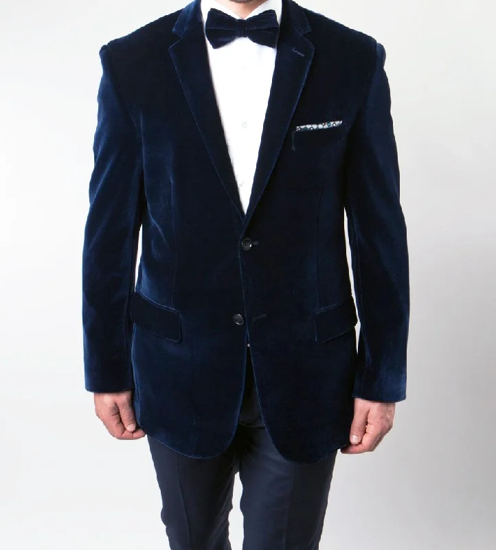 men's formal wool tuxedo for office -Men's Regular Fit Blazer 2 Button with One Welt Chest Pocket Navy