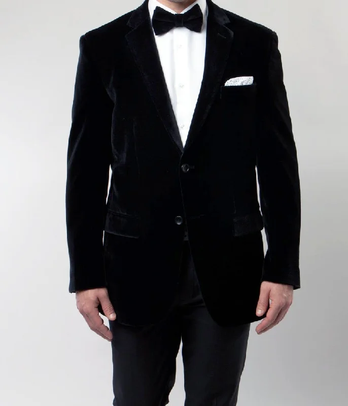 men's custom fit black tuxedo -Men's Regular Fit Blazer 2 Button with One Welt Chest Pocket Black