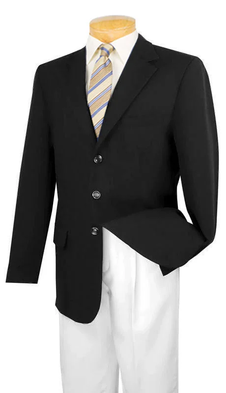 men's grey wool tuxedo for office events -Black Regular Fit 3 Button Blazer