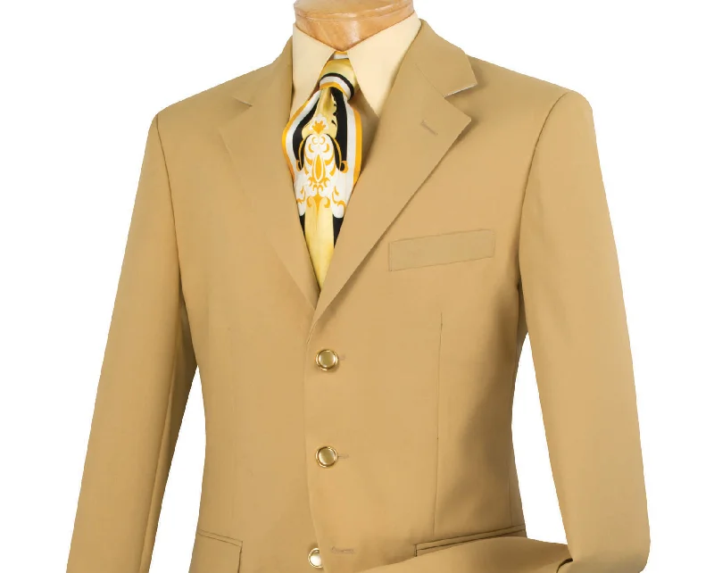 men's grey wool tuxedo with pleats -Gold Regular Fit 3 Button Blazer