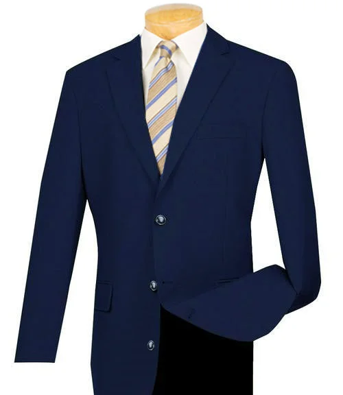 men's tailored black tuxedo suit -Navy Regular Fit 3 Button Blazer