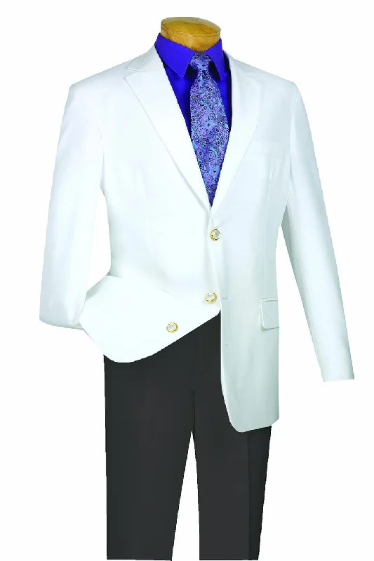 men's navy wool tuxedo with vest -White Regular Fit 3 Button Blazer