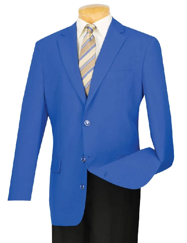 men's slim fit navy tuxedo suit -Royal Blue Regular Fit 3 Button Blazer