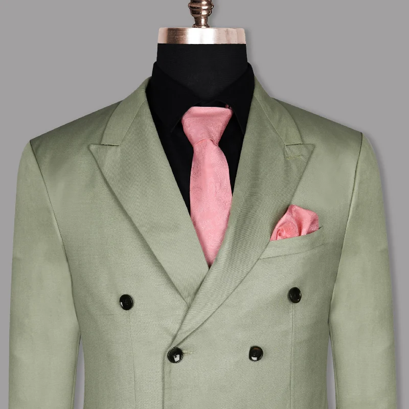 men's wool blend wedding suits -Mint Wool Rich Double Breasted Blazer