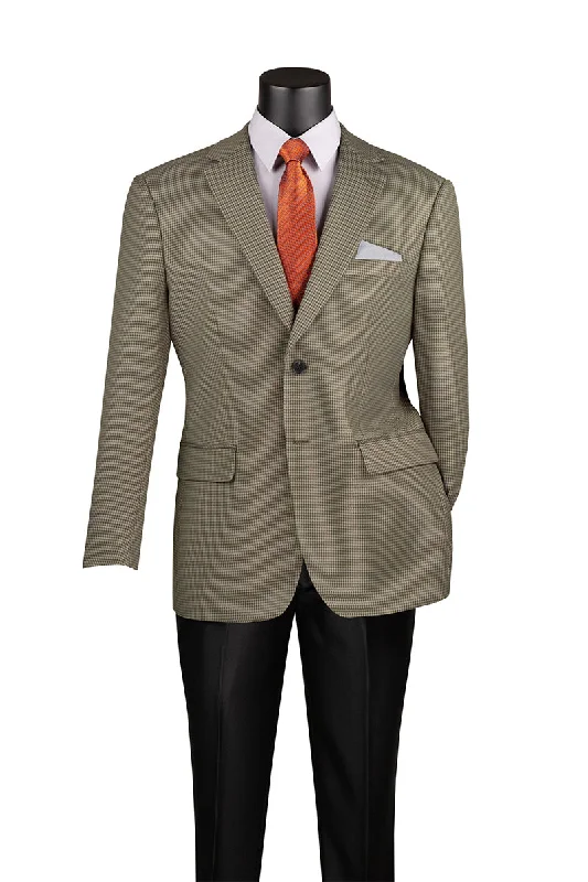 men's casual grey tuxedo for wedding -Modern Fit Olive Houndstooth Pattern Jacket