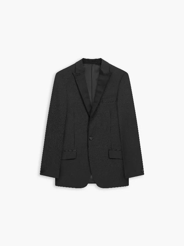 men's grey wool tuxedo jacket for events -Nicholas Plain Black Jacket