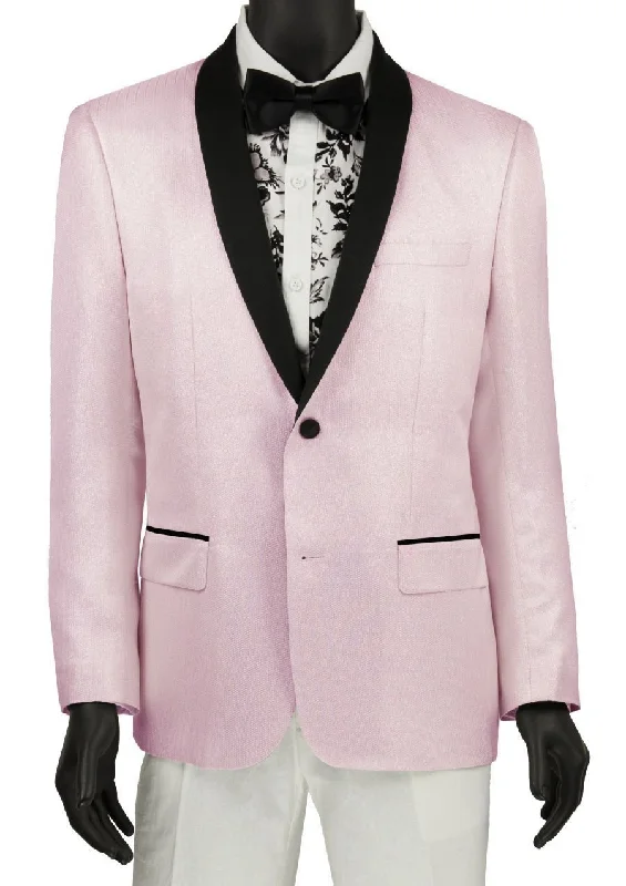 men's luxury wedding tuxedo jackets -Pink Slim Fit Sport Coat Single breasted 2 Button Shawl Lapel