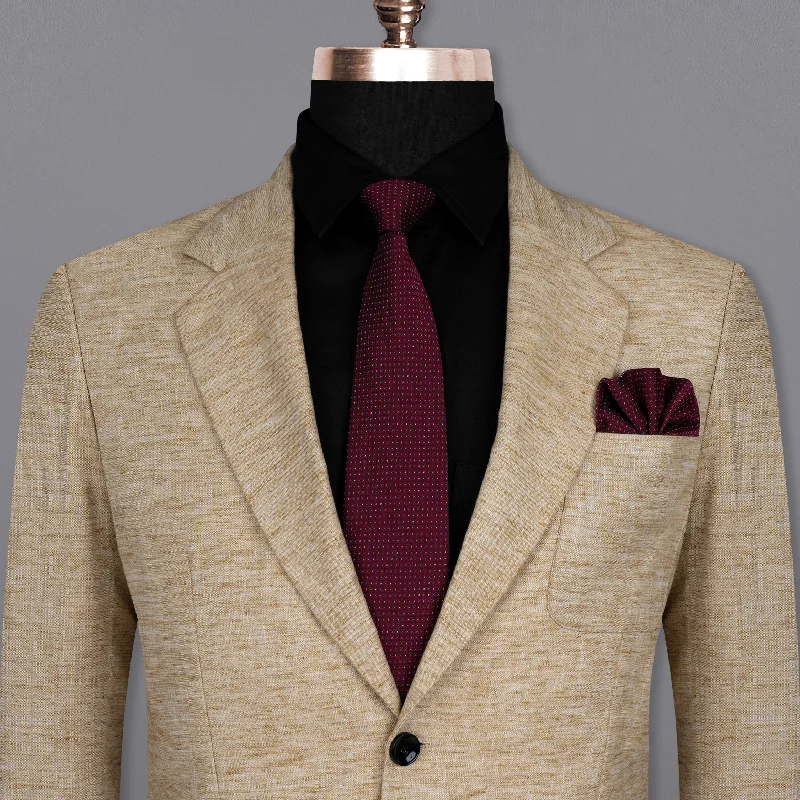 men's classic style business suit -Sandrift Brown Luxurious Linen Sports Blazer