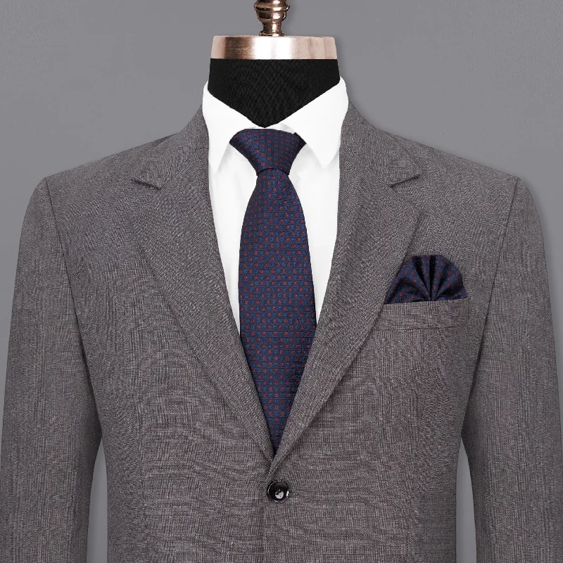 men's grey wool tuxedo with satin finish -Storm Dust Single Breasted Blazer