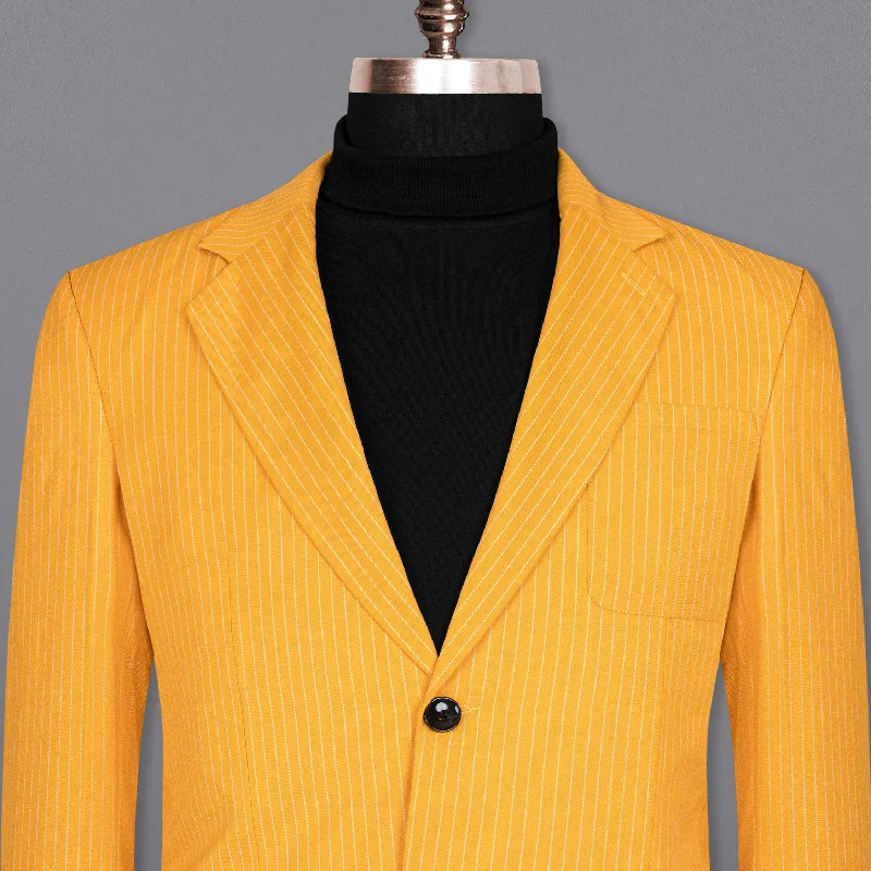 men's formal suit jacket with waistcoat -Sunshine yellow Woolrich Striped Sports Blazer