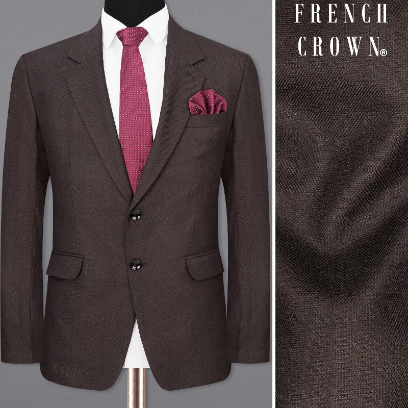 men's luxury black tuxedo with vest -Thunder Brown Single Breasted Blazer