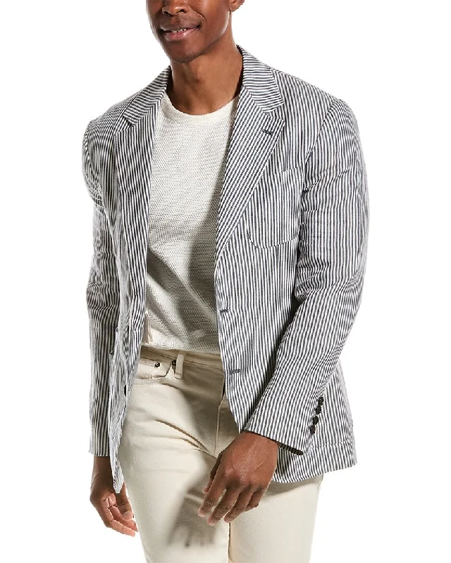 men's wool tuxedo jacket with pocket square -Brunello Cucinelli Linen & Wool-Blend Blazer