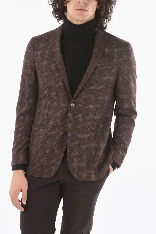 men's slim tuxedo for office events -Corneliani CC COLLECTION Blazer Windowpane Check