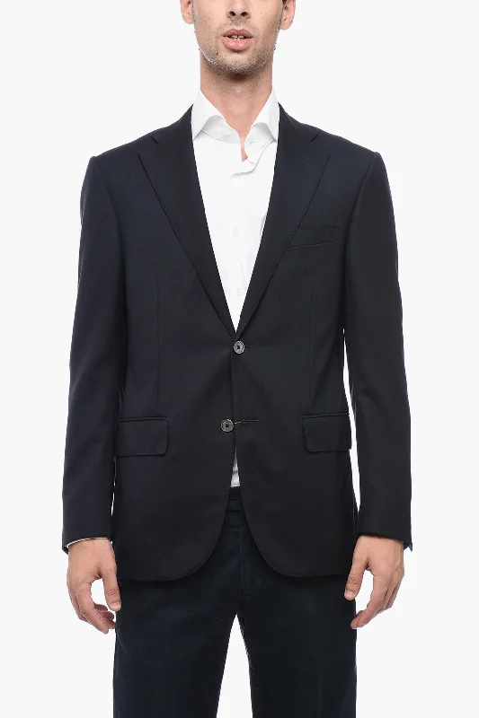 men's stylish grey tuxedo for meetings -Corneliani Lined LEADER Single Breasted Blazer With Flap Pockets