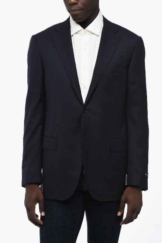 men's designer tuxedo jackets for business -Corneliani Lined LEADER Single Breasted Blazer With Flap Pockets