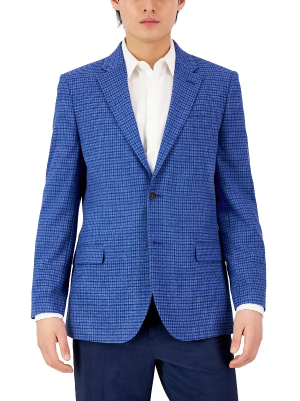 men's business tuxedo jacket with vest -Mens Plaid Topper Sportcoat