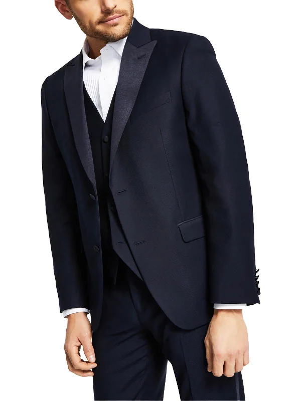 men's black tuxedo for business meetings -Mens Solid Polyester Tuxedo Jacket