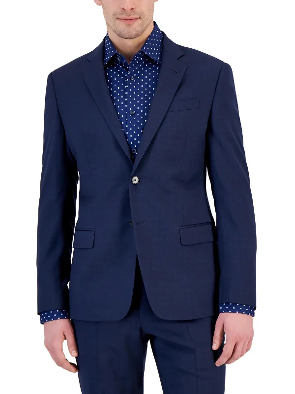 men's navy blue wool tuxedo -Mens Wool Office Two-Button Blazer