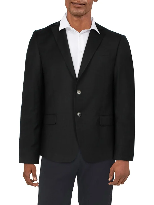 men's wedding tuxedo with cummerbund -Mens Wool Suit Separate Two-Button Blazer