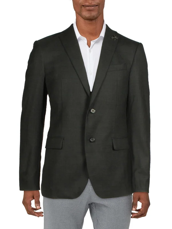 men's business tuxedo jacket with pleats -Mens Work Business Two-Button Blazer