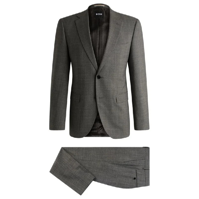 men's luxury grey tuxedo for weddings -Regular-fit suit in micro-patterned stretch fabric