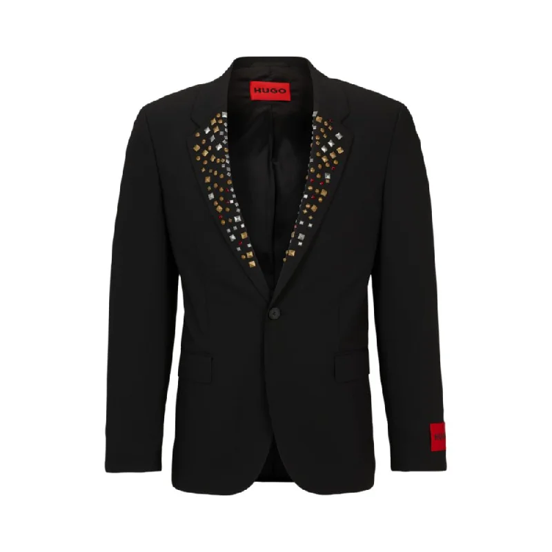 men's formal suit jacket with waistcoat -Slim-fit jacket with studded lapels